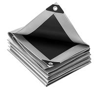 WOLTU Bâche de Protection en PE Imperméable et Résistante, Housse de Protection Étanche pour Bois, avec Œillets Muiti-Usage 280g/m², Gris+Noir, 3x4m