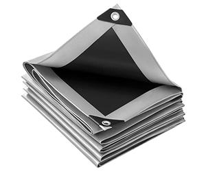 WOLTU Bâche de Protection en PE Imperméable et Résistante, Housse de Protection Étanche pour Bois, avec Œillets Muiti-Usage 280g/m², Gris+Noir, 4x5m