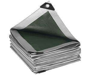WOLTU Bâche de Protection Exterieur,180g/m² PE Bâche Imperméable avec Oeillets,et Résistante Revêtue Deux côtés en Aluminium Couverture Étanche pour Couvrir Bois,Camion,Piscine,6x8m Gris-Vert