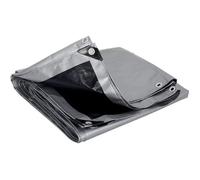 WOLTU Bâche de Protection en PE Imperméable et Résistante, Housse de Protection Étanche pour Bois, avec Œillets Muiti-Usage 280g/m², Gris+Noir, 4x8m