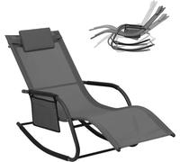 WOLTU Bain de Soleil Jardin Exterieur, Chaise Longue Jardin, Fauteuil à Bascule Transat de Jardin, Gris W0ETT0158