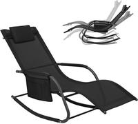 WOLTU Bain de Soleil Jardin Exterieur, Chaise Longue Jardin, Fauteuil à Bascule Transat de Jardin, Noir W0ETT0157