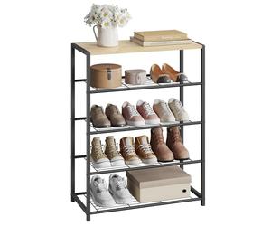 WOLTU Banc à Chaussures Étagère à Chaussures pour l’entrée e Couloir, Meuble de Rangement 4 Niveaux pour Environ 12 Paires de Chaussures, MDF et Métal