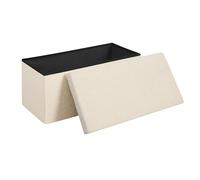 WOLTU Banc Coffre Rangement, Pouf de Rangement avec Couvercle, Design Pliable, 76x38x37 cm, Siège Rembourré en Polaire Teddy, pour Entrée, Salon, Beige