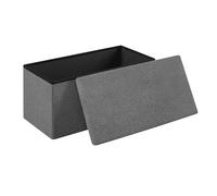 WOLTU Banc Coffre Rangement, Pouf de Rangement avec Couvercle, Design Pliable, 76x38x37 cm, Siège Rembourré en Polaire Teddy, pour Entrée, Salon, Gris Foncé