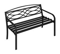 WOLTU Banc de Jardin, Banc Extérieur Jardin, en Métal, Résistant aux Intempéries, Banc 3 Places pour Patio, Terrasse, Parc, avec Dossier et Accoudoirs, 127x83x59,5 cm, Noir