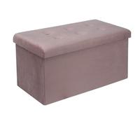 WOLTU Banc de Rangement 80 L, Tabouret Pouf Pliable en Velours Rose