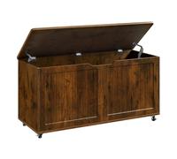 WOLTU Banc de Rangement à roulettes, 100 x 50,5 x 40 cm, Coffre de Rangement avec Couvercle Rabattable à Charnières, pour Chambre, Entrée, Salon, Brun Rustique