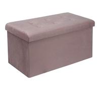 WOLTU Banc de Rangement 80 L, Tabouret Pouf Pliable en Velours Rose, Capacité de Charge 300 kg, 76x37,5x38 cm