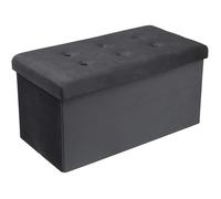 WOLTU Banc de Rangement en Velours, Tabouret Pouf Pliable, Capacité de Charge 300 kg, 80 L 76x37,5x38 cm Gris