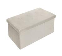 WOLTU Banc de Rangement en Velours, Tabouret Pouf Pliable, Capacité de Charge 300 kg, 80 L 76x37,5x38 cm Crème