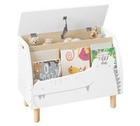 WOLTU Banc de Rangement Enfant avec Couvercle, Casier Ouvert | Bibliothèque Enfant, en MDF, Blanc, 60x30x44cm