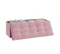 WOLTU Banc de Rangement Pliable Pouf,Coffre de Rangement Intérieur,Rembourré en Velours,118L,110x37.5x38cm,Rose