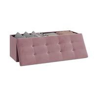 WOLTU Banc de Rangement Pliable Pouf Tabouret de Grande Capacité de 300KG, Coffre de Rangement Intérieur Repose-Pieds Rembourré en Velours, 118L, 110x37.5x38cm Rose