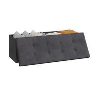 WOLTU Banc de Rangement Pliable, Pouf Tabouret Rembourré de Grande Capacité de 118L, Charger 300KG, en Lin, 110x37,5x38cm, Gris