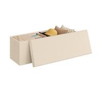 WOLTU Banc de Rangement, Pouf Coffre, avec Couvercle Amovible, Design Pliable, Siège Rembourré, en Polaire Teddy, 135L, 110x38x38,5 cm, pour Salon, Chambre, Entrée, Beige