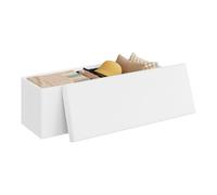 WOLTU Banc de Rangement, Pouf Coffre, avec Couvercle Amovible, Design Pliable, Siège Rembourré, en Polaire Teddy, 135L, 110x38x38,5 cm, pour Salon, Chambre, Entrée, Blanc