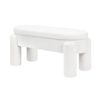 WOLTU Banc de Rangement Rembourré en Tissu Polaire Teddy, 114x47x53 cm, Banquette Lit pour Chambre Salon Couloir Entrée, Charge Maxi. 250 kg, Moderne, Blanc