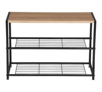 WOLTU Banc Etagère à chaussures avec 2 étagères,Meuble de rangement pour 6 paires de chaussures,Etagère en bois et métal