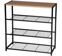 WOLTU Banc à Chaussures Étagère à Chaussures pour l’entrée e Couloir, Meuble de Rangement 3 Niveaux pour Environ 9 Paires de Chaussures, MDF et Métal