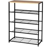 WOLTU Banc à Chaussures Étagère à Chaussures pour l’entrée e Couloir, Meuble de Rangement 4 Niveaux pour Environ 12 Paires de Chaussures, MDF et Métal