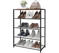 WOLTU Banc à Chaussures Étagère à Chaussures pour l’entrée e Couloir, Meuble de Rangement 4 Niveaux pour Environ 12 Paires de Chaussures, MDF et Métal