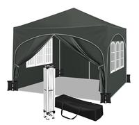 WOLTU Barnum 3x3m Pop up Tonnelle avec 4 parois avec Sacs de Sable Gris | UPF 50+ UV, imperméable, hauteur ajustable, vent stable, 4 parois sacs sable, Jardin