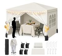 WOLTU Barnum 3x3m Pop up Tonnelle de Jardin Pliante avec Sac de Sable Beige