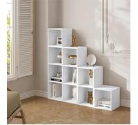 WOLTU Bibliothèque à 10 Compartiments Cubiques, Étagère avec Casiers, Meuble de Rangement 120x30x120cm, Blanc W0ATT0074