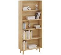 WOLTU Bibliothèque à 5 Casiers Ouverts, Étagère sur Pied, Rangement Multifonctionnel en Bois d'Ingénierie, Chêne Clair W0ATT0293