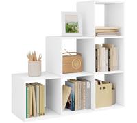 WOLTU Bibliothèque à 6 Compartiments, Étagère de Rangement, Étagère Escalier en Bois d’ingénierie, 90x29x90cm, Blanc W0ITT0098
