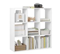 WOLTU Bibliothèque Cubique à 9 Compartiments Ouverts, Étagère de Rangement à 3 Niveaux, Étagère à Livres, Meuble de Rangement pour Salon, Bureau, 94x29,5x93 cm, Blanc, SK047ws
