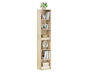 WOLTU Bibliothèque en Panneaux de Particules Étagère de Rangement Colonne Semi-Ouvert pour Bureau Salon Salle d'étude avec 6 Compartiments 30x24x158,5 cm Chêne SK003hei6