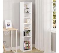 WOLTU Bibliothèque Étagère, Colonne avec 5 Casiers Ouverts, Meuble de Rangement Multifonctionnel, 30x26x151cm, Blanc W0ATT0042