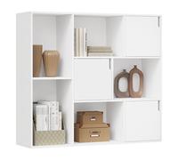 WOLTU Bibliothèque Étagère de Rangement, Étagère Cube, Étagère Livre, avec 8 Casiers et 3 Portes, Meuble de Rangement Cube, pour Salon, Bureau, Chambre, Blanc, 106x30x96cm, SK056ws