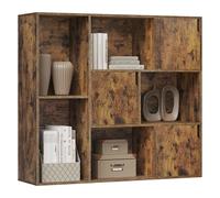 WOLTU Bibliothèque Étagère de Rangement, Étagère Cube, Étagère Livre, avec 8 Casiers et 3 Portes, Meuble de Rangement Cube, pour Salon, Bureau, Chambre, Marron Rustique, 106x30x96cm, SK056vbn