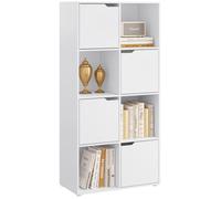 WOLTU Bibliothèque Étagère, Meuble de Rangement, 8 Cubes de Rangement, 4 Portes, en Bois d'Ingénierie, 60x30x120cm, Blanc W0ATT0296
