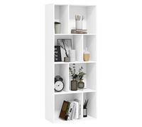 WOLTU Bibliothèque Étagère Rangement, Étagère à 8 Compartiments, à 4 Niveaux, Blanc, en Bois d’Ingénierie, 60x29x143,5 cm, SK032ws