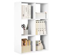 WOLTU Bibliothèque, Étagère Rangement, Meuble de Rangement, Bibliothèque à 3 Niveaux, Meuble Cube avec 6 Compartiments Ouverts, en Bois d’Ingénierie, Blanc, 71x29x106cm