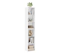 WOLTU Bibliothèque, Meuble Colonne Semi-Ouvert à 6 Compartiments | en Panneaux de Particules, pour Bureau Salon Salle d'Étude, 30x24x158,5 cm Blanc