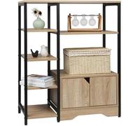 WOLTU Bibliothèque,Meuble de Rangement,en métal et MDF Style industriel avec Étagères et Armoire 80x35x97cm,Chêne Clair