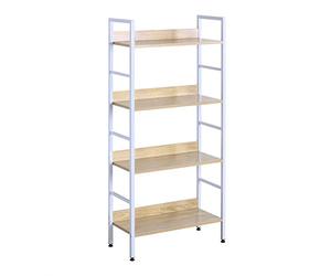 WOLTU Bibliothèque, Meuble de Rangement, Étagère de Rangement à 5 Niveaux, pour Salon, Chambre, Bureau, en Bois d’Ingénierie et Métal, 60x27.5x126cm,Chêne Clair+Blanc