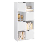 WOLTU Bibliothèque, Meuble Étagère de Rangement, avec 8 Cubes, 4 Portes, en Bois d'Ingénierie, Bibliothèque Blanche, SK039ws