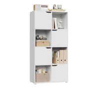 WOLTU Bibliothèque, Meuble Étagère de Rangement | avec 8 Cubes, 4 Portes, en Bois d'Ingénierie, Blanc