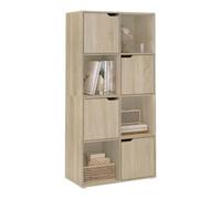 WOLTU Bibliothèque, Meuble Étagère de Rangement, avec 8 Cubes, 4 Portes, en Bois d'Ingénierie, Chêne Clair, SK039hei