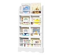 WOLTU Bibliothèque Montessori pour Enfants, Petite Étagère de Rangement à 4 Niveaux sur Pied, Meuble Mural en Bois et MDF pour Chambre d'enfants, Salle de Jeux, 60x12x108cm,Blanc