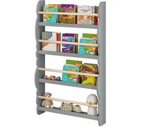 WOLTU Bibliothèque Murale, Étagère de Rangement pour Chambre d'enfants, 60x14.5x98cm, en Bois MDF à 4 Niveaux, Gris KR017gr