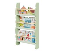 WOLTU Bibliothèque Murale, Étagère de Rangement pour Chambre d'enfants pour Ranger des Livres, Jouets en Bois MDF à 3 Niveaux, Thème - Voyage dans la Forêt, 42,5x14,5x80 cm