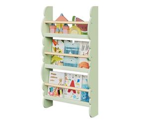 WOLTU Bibliothèque Murale, Étagère de Rangement pour Chambre d'enfants pour Ranger des Livres, Jouets en Bois MDF à 3 Niveaux, Thème - Voyage dans la Forêt, 42,5x14,5x80 cm