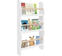 WOLTU Bibliothèque Murale, Étagère de Rangement, Ranger des Livres, Jouets en Bois MDF à 3 Niveaux, Blanc, 42.5x14.5x80cm